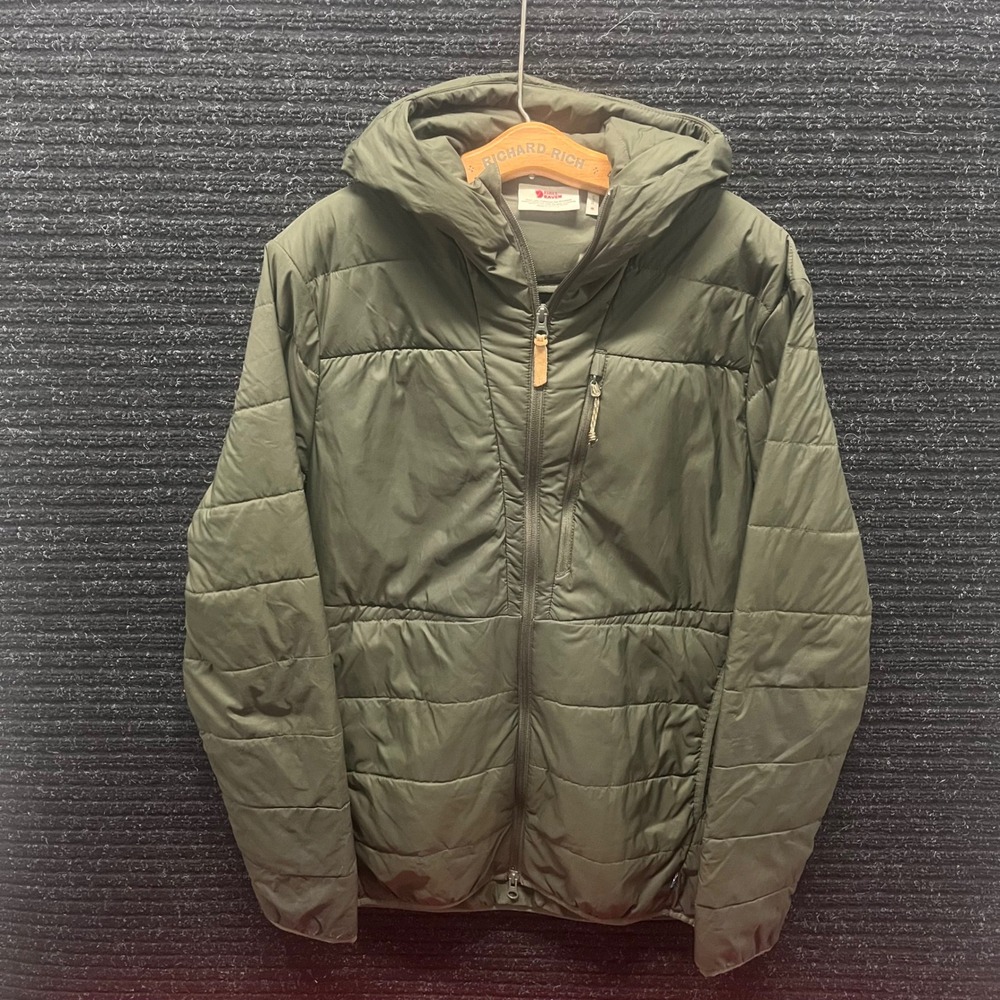 Fjallraven Keb Padded Hoodie Mens Medium Green Insulated Jacket 82413 G-Loft